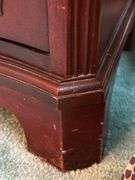 Beautiful antique mahogany china cabinet with 3 drawers and 2 side compartments…..piece is at least 80 years old and is a family heirloom…..you will see slight blemishes from every day normal use…..45 x 15-1/2 x 72 tall