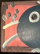 Original signed Mose T blue baby Tiko bird Folk Art with signature soda can tab hanger…..12-1/2 x 7-1/4-
