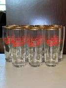 Vintage 1960's Set of 11 Carlsberg Beer Glasses with Gold Rim and Crown…..5-3/4” tall