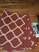 Miscellaneous grouping. Mikasa cake knife, Kirby farmhouse by the cat's meow, double, wicker breadbasket, and handled basket and placemats. See all photos for more details