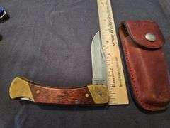Schrade lock blade knife and leather case
