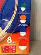 NIB PYREX 8-piece Glass Mixing Bowl Set…..each has its own lid…..see pics for sizes…..box is sealed