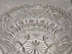8.5 in crystal bowl, 7.5 in crystal lotus bowl, 6-in crystal ice bucket with tongs.