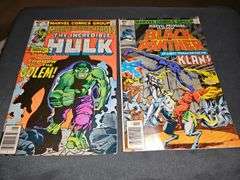 Two comic books. The incredible hulk and Black panther. See all photos for more information