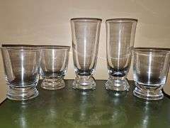 Two Crystal iced tea glasses and three rocks glasses. Unable to locate this pattern.