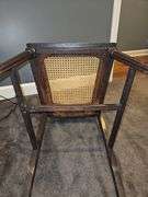 Vintage mahogany low back cane seat chair w/cushion...