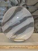 Beautiful Alex Marshall Handmade Stoneware 9" Low Bowl(From what I can tell on Bella Vita's site) in Grey-White Stripe SEE DESCRIPTION FOR DETAILS...