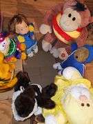 Vintage stuffed animals in good shape.