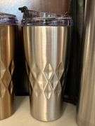 Selection of insulated drink containers and (1) glass sports bottle…..all are NEW and far right silver piece has a dent in the top and comes with carry case (see all pics as more were added) cups are by Primula