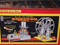 Erector set in metal chest. Cannot verify if all pieces are there or not.