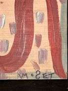Original signed Mose T red snake Folk Art with signature soda can tab hanger…..10-1/2 x 8-3/4