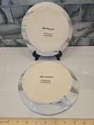 Pair of Beautiful Alex Marshall Handmade Stoneware 8.5" Slim Round Side Plates in Grey-White Stripe SEE DESCRIPTION FOR DETAILS...