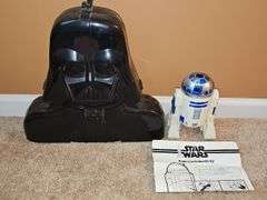 Star Wars Darth Vader Action Figure Carrying Case. (Empty) and R2-D2 radio controlled robot With remote. Untested