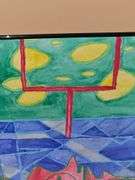 Abstract football theme art.