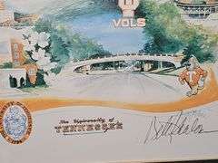 Tub of Vols items and magazines. Framed UT Vols print by Betty Malone artist signed. See all photos.