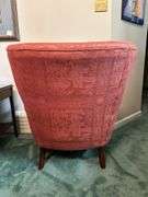 Antique coral upholstered accent chair…..29-1/4 x 20-1/2 x 18 tall to seat (34-1/2 tall overall)