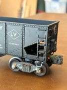 Lionel Lehigh Valley (L.V. 25000) Rail Car with vintage die cast Playart fire department station wagon