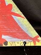 Original signed Mose T red Tico bird with black toes Folk Art with signature soda can tab hanger…..8 x 10