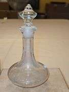 Beautiful bue & green crystal glass perfume bottle w/stopper + additional glass bottle w/stopper...