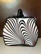 Rare Mid-Century (1960s) Murano Optical Illusion Zebra Handbag Art Glass Vase…..6-1/2 x 7-1/4 tall