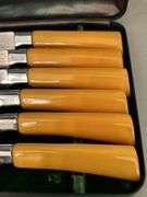 Set of (6) Vintage PeerEdge Regent Cutlery Sheffield steak knives with original case