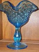 EAPG hobnail ruffle edge pedestal basket. 6 in tall.