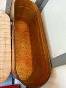 Oblong Galvanized Copper Color Ice/Drink Pail was the wooden lid…27-1/4 x 9 x 10-1/2 tall