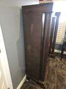 Beautiful vintage mahogany double-sided glass front bookcase/curio cabinet w/working locks & key 52x19.5x61.5...each side interior measures 24.5x12 CONTENTS ON TOP NOT INCLUDED...
