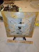 My research shows this Beautiful 11x11 piece was Handmade in Israel; Naharlya Glass Tray Andreas Meyer Gold White Painted Art...