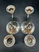 Pair of Preisner weighted sterling double arm candlesticks…..8”w x 3-1/2” tall…..584 total grams