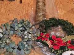 Fall and Christmas wreaths and front door/porch decorative items.