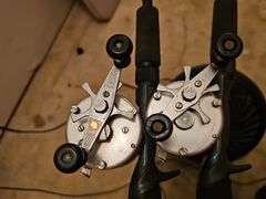 Three rods and Abu Garcia reels and one rod no reel. See all photos for further descriptions