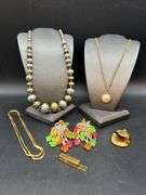 Great selection of costume jewelry…..Coldwater Creek, Monet chain and pendant, handcrafted clip-ons