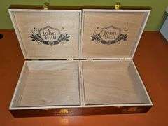 Two Sir Winston wood cigar boxes, cigar pen, and The Cigar Companion hardback book with dust cover.
