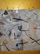 My research shows this Beautiful 11x11 piece was Handmade in Israel; Naharlya Glass Tray Andreas Meyer Gold White Painted Art...