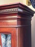 Beautiful antique mahogany china cabinet with 3 drawers and 2 side compartments…..piece is at least 80 years old and is a family heirloom…..you will see slight blemishes from every day normal use…..45 x 15-1/2 x 72 tall