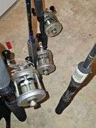 Three rods and Abu Garcia reels and one rod no reel. See all photos for further descriptions
