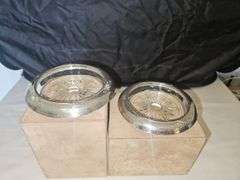 Set of Two(2) vintage Frank Whiting 4.5" cut glass coasters w/Sterling rims...
