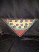 Original signed Mose T yellow meat watermelon Folk Art with signature soda can tab hanger…..18 x 9-1/4