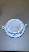 Vintage Allerton’s Kenilworth English Gravy Boat with Under Tray (chipped), Creamer and Sugar Bowl (no lid)…..gravy boat is 8-1/2 x 4-1/2 tall, creamer 4” tall and sugar bowl 6-1/2 x 4 tall (handle to handle)