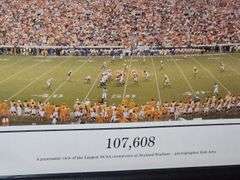 Framed University of Tennessee poster "107,608" 40x14.5 in tall.