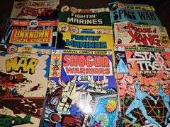 Nine comic books mostly military and war related. See all photos for more information.