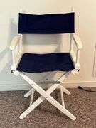 Directors Chair White Frame with Navy Blue Canvas……22-1/2 x 16 deep x 18-1/2 to seat (36 tall)