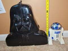 Star Wars Darth Vader Action Figure Carrying Case. (Empty) and R2-D2 radio controlled robot With remote. Untested