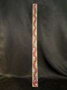 Original signed Mose T long skinny maroon snake Folk Art with signature soda can tab hanger…..1-3/8 x 21
