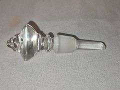 Beautiful bue & green crystal glass perfume bottle w/stopper + additional glass bottle w/stopper...