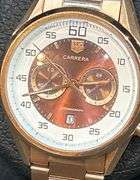 REPRODUCTION TAG HEUER Carrera Calibre 36 Flyback Chronograph with Rose Gold-tone Dial Steel Men's Watch (G2613M)……WATCH IS NOT ORIGINAL NOR AUTHENTIC