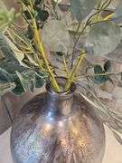 Large Antique Glaze Glass Bottle ~ 12x16 INCLUDES ARTIFICIAL PLANTS...