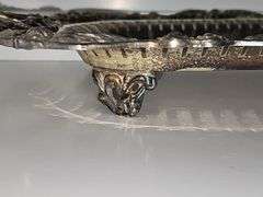 elegant silver plate oblong footed tray.25x11.5 in