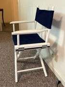 Directors Chair White Frame with Navy Blue Canvas……22-1/2 x 16 deep x 18-1/2 to seat (36 tall)